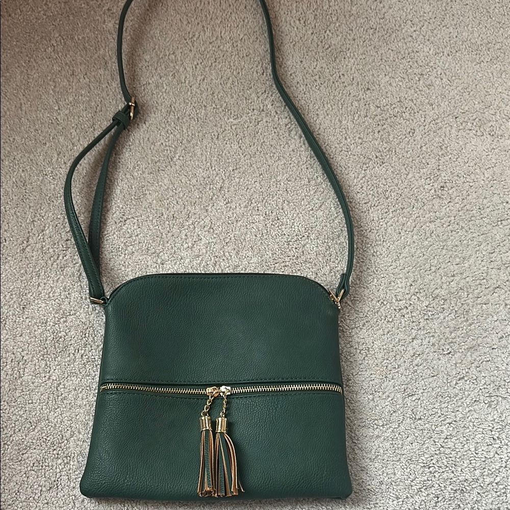 Amazon Green Crossbody Bag with Tassel